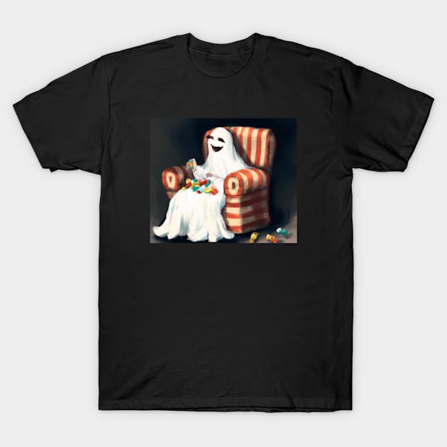 Candy Eating Ghost T-Shirt by SillyShirts